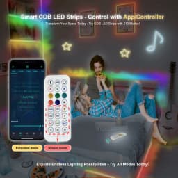 ETL Listed 16.4ft/5m 24V DC RGBIC COB LED Strip Lights with App Control DIY Multiple Colors on One Line Color Changing for Home Party Gaming Room Decor(Power Supply Included)