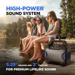 Portable Outdoor Bluetooth Speaker, 60W, Water-Resistant, with Radio, Mic Input, USB Charging, Stereo Pairing, Bass Boost & App Control - Ideal for Parties and Outdoor Events