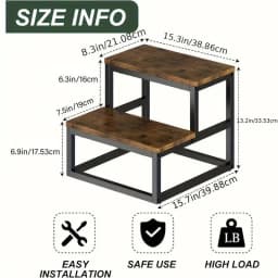 Heavy Duty Wooden 2 Step Stool for Adults Portable Multifunctional Small Footstool Easy to Carry Two-Step Ladder for Home Bedroom Bathroom Kitchen Bedside Durable Wood Step Stool