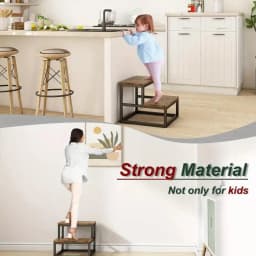 Heavy Duty Wooden 2 Step Stool for Adults Portable Multifunctional Small Footstool Easy to Carry Two-Step Ladder for Home Bedroom Bathroom Kitchen Bedside Durable Wood Step Stool