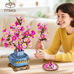 HOGOKIDS Flower Cherry Blossom Building Set 2 in 1 Bonsai Tree for Kids 8+ Artificial Botanicals Building Blocks Home Office Decor 775PCS Flowers Plants Birthday Christmas Gift for Adults Teens Girls