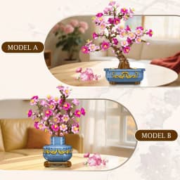 HOGOKIDS Flower Cherry Blossom Building Set 2 in 1 Bonsai Tree for Kids 8+ Artificial Botanicals Building Blocks Home Office Decor 775PCS Flowers Plants Birthday Christmas Gift for Adults Teens Girls