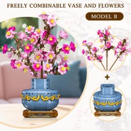 HOGOKIDS Flower Cherry Blossom Building Set 2 in 1 Bonsai Tree for Kids 8+ Artificial Botanicals Building Blocks Home Office Decor 775PCS Flowers Plants Birthday Christmas Gift for Adults Teens Girls