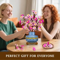HOGOKIDS Flower Cherry Blossom Building Set 2 in 1 Bonsai Tree for Kids 8+ Artificial Botanicals Building Blocks Home Office Decor 775PCS Flowers Plants Birthday Christmas Gift for Adults Teens Girls