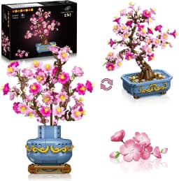 HOGOKIDS Flower Cherry Blossom Building Set 2 in 1 Bonsai Tree for Kids 8+ Artificial Botanicals Building Blocks Home Office Decor 775PCS Flowers Plants Birthday Christmas Gift for Adults Teens Girls