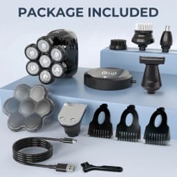 Head Shavers for Bald Men,6-in-1 Upgraded Electric Razor,IPX7 Waterproof Shaving Grooming Kit,Hair Clipper,Wet & Dry, IPX7 Waterproof, Beard and Nose Hair Trimmer Care Kit