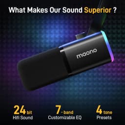 MAONO PD100X Dynamic Microphone. Software Noise Reduction Included. RGB Gaming Mic. Enhances Gaming Experience. Ideal for Record