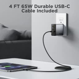PISEN 65W GaN Charger Type C PD Charger 4-Port USB-A/C Charger PD3.0 QC4.0 PPS Portable Fast Charger For IPhone/ Laptop/ Samsung