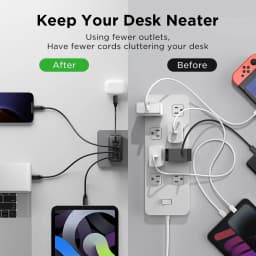 PISEN 65W GaN Charger Type C PD Charger 4-Port USB-A/C Charger PD3.0 QC4.0 PPS Portable Fast Charger For IPhone/ Laptop/ Samsung