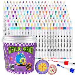 TBC The Best Crafts 120 Colors Acrylic Paint Markers, Strong Coverage, Waterproof Non-ToxicOdorless, Multi-Surface Pens For Paper, Ceramic, Fabric, Stone, Back To School & DIY Crafts