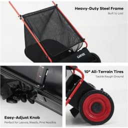 26 Inch Manual Leaf Collector Multifunctional Leaf Lawn Collector Hand Push Sweeper Cleaning Tool for Yard Garden Cleaning Large-Capacity Mesh Hopper