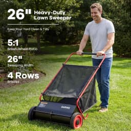 26 Inch Manual Leaf Collector Multifunctional Leaf Lawn Collector Hand Push Sweeper Cleaning Tool for Yard Garden Cleaning Large-Capacity Mesh Hopper