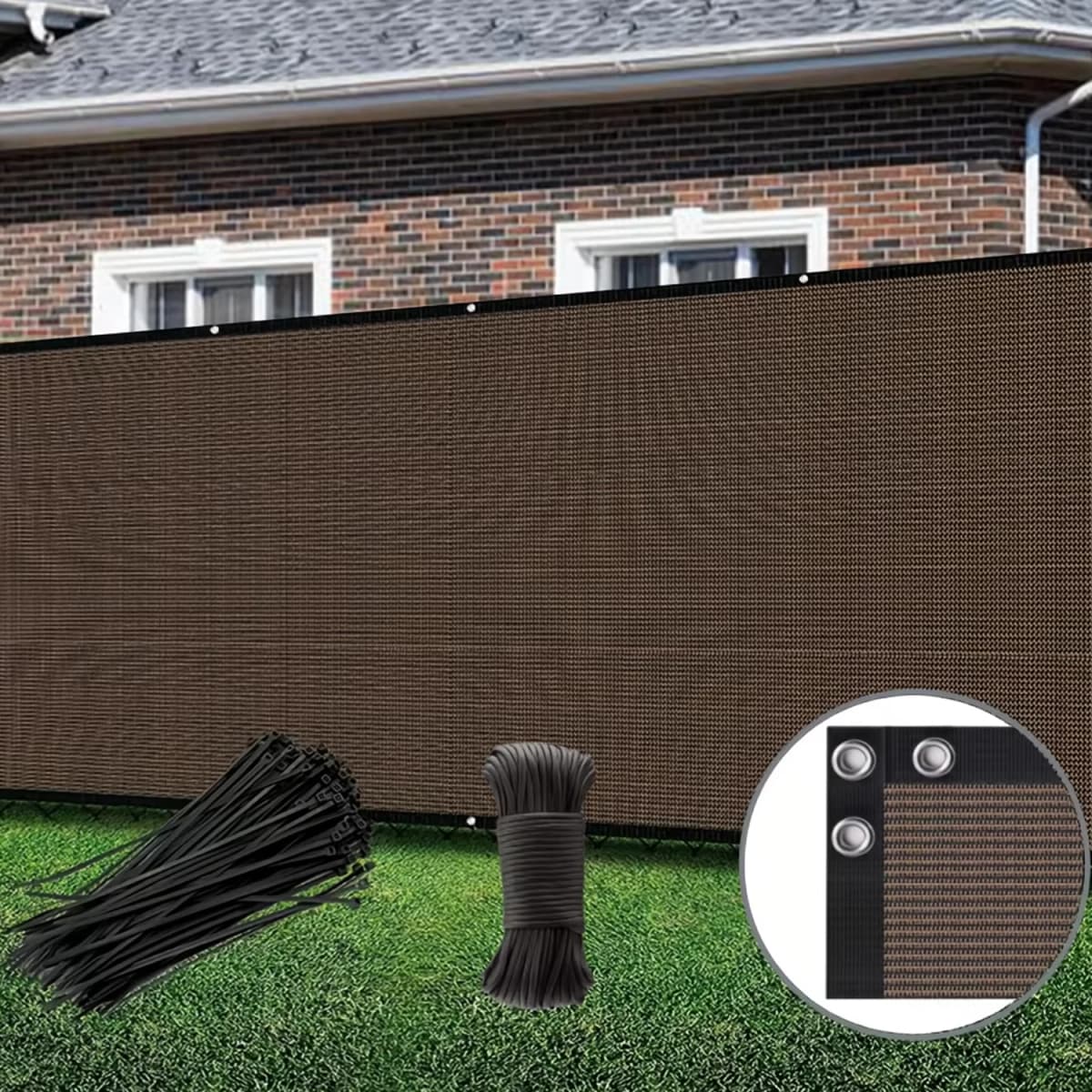 4/5/6/7/8ft Fence Privacy Screen, Heavy Duty Privacy Fence Screen, Outdoor Shade Cloth Mesh Barrier, Cable Zip Ties Included