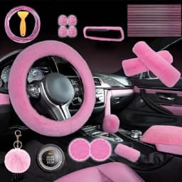 37 Piece Luxury Car Parts Set - Premium Polyester Interior Kit With Goddess Plush Pendant, Universal Steering Wheel Cover, Handbrake Gear Cover, Coasters, Decorative Lines, Etc. - Enhancing Your Vehicle Style And Comforthicles Style And Comfort