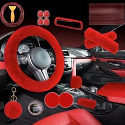 37 Piece Luxury Car Parts Set - Premium Polyester Interior Kit With Goddess Plush Pendant, Universal Steering Wheel Cover, Handbrake Gear Cover, Coasters, Decorative Lines, Etc. - Enhancing Your Vehicle Style And Comforthicles Style And Comfort