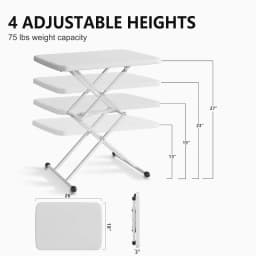 Portable Folding Computer Desk 4-Level Height Adjustable Compact Table with Plastic Steel Frame for Office Bedside Home