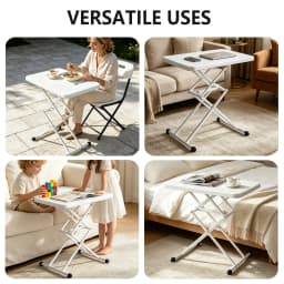 Portable Folding Computer Desk 4-Level Height Adjustable Compact Table with Plastic Steel Frame for Office Bedside Home