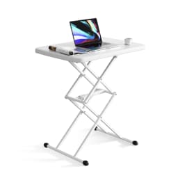 Portable Folding Computer Desk 4-Level Height Adjustable Compact Table with Plastic Steel Frame for Office Bedside Home