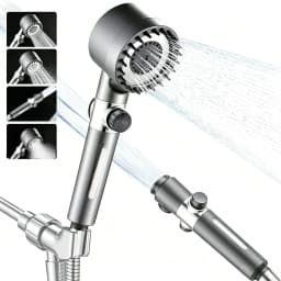 4-Setting Adjustable High-Pressure Handheld Shower Set—Featuring a Water-Saving Design and ABS Construction; Offers Adjustable Spray Modes and Easy-To-Clean Nozzles; Suitable for Bathrooms.