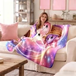 Soft Flannel Throw Blanket Cute Cartoon Galaxy Star Print Cozy Fleece Blanket for Sofa Couch Bed Dorm Office Camping Travel Home Decor Gift