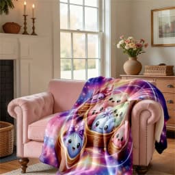 Soft Flannel Throw Blanket Cute Cartoon Galaxy Star Print Cozy Fleece Blanket for Sofa Couch Bed Dorm Office Camping Travel Home Decor Gift