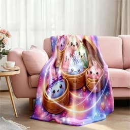 Soft Flannel Throw Blanket Cute Cartoon Galaxy Star Print Cozy Fleece Blanket for Sofa Couch Bed Dorm Office Camping Travel Home Decor Gift