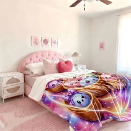 Soft Flannel Throw Blanket Cute Cartoon Galaxy Star Print Cozy Fleece Blanket for Sofa Couch Bed Dorm Office Camping Travel Home Decor Gift