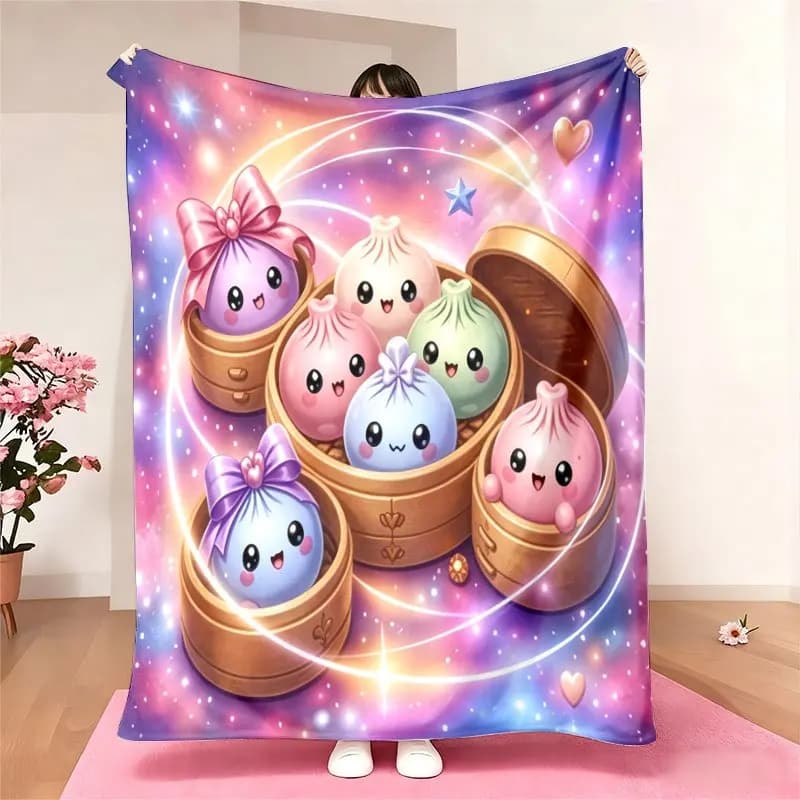 Soft Flannel Throw Blanket Cute Cartoon Galaxy Star Print Cozy Fleece Blanket for Sofa Couch Bed Dorm Office Camping Travel Home Decor Gift