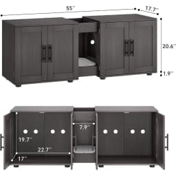 Garvee Hidden Litter Box Enclosure Furniture for 2 Cats Wooden Enclosed Storage Organizer Cat Litter Box Furniture Hidden Washroom Cat House Cat