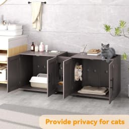 Garvee Hidden Litter Box Enclosure Furniture for 2 Cats Wooden Enclosed Storage Organizer Cat Litter Box Furniture Hidden Washroom Cat House Cat
