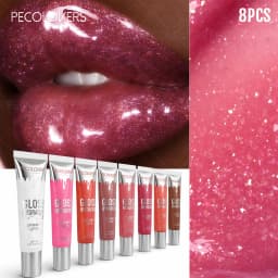 8PCS/SET Moisturizing Lip Oil Kit,Even Spreadable,Non-sticky,Translucent Shine Layer,Eye Shadow Base,Multi-shade Glossy Liquid,Everyday Lip Cosmetic For Casual Outdoor And Simple Party Looks