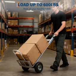 Aluminum Truck, 2 in 1, 600 Lbs Load Capacity, Utility Cart Converts from Hand Truck to Platform Cart with Rubber Wheels, Platform Hand Cart for Transport & Moving in Warehouse, Supermarket