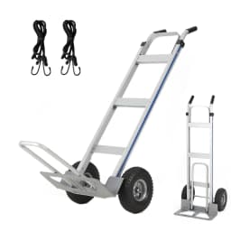 Aluminum Truck, 2 in 1, 600 Lbs Load Capacity, Utility Cart Converts from Hand Truck to Platform Cart with Rubber Wheels, Platform Hand Cart for Transport & Moving in Warehouse, Supermarket