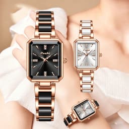 2PC(1 Quartz Watch+1 Long Wallet)Halloween Stylish Luxurious Business Casual Party Travel Boutique Elegant Women's Rectangular Tri-fold Wallet Perfect Gift