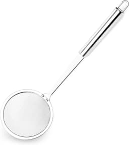 Stainless Steel Fat Skimmer Spoon - Fine Mesh Strainer for Grease, Gravy & Foam, Long Handle Japanese Hot Pot Skimmer