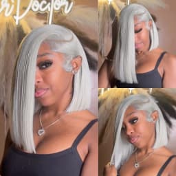 Short Straight Bob Human Hair Wig Silver Grey 13x6 HD Transparent Lace Front Bob Wigs For Women Gray Color Pre Plucked Hairline With Baby Hair 8 10 12 inch