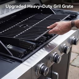 4-Burner 49000 BTU Propane Grill with Side Burner, Black Stainless Steel Gas Grill, Heavy-Duty Cooking Grates & Side Tables for Backyard Patio Camping