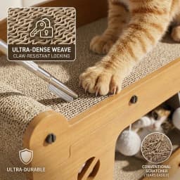 3-In-1 Cat Sofa Bed With Scratching Board, Multifunctional Cat House With Hanging Plush Ball Toy, Corrugated Cardboard Cat Scratcher Hideout For Indoor Kitten Rest & Play
