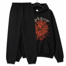 Men's and women's street punk oversized hooded sweatshirt sets, spider web rhinelstone hooded sweatshirts, hip-hop fashion letter aesthetic sweatshirts, gender neutral sets, couple sets