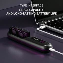 (Color Sent Randomly)Black / White Cordless Hair Straightener Brush, Rapid Heating In 60s, USB-C Charging, Lightweight & Anti-Scald, 3 Temp Settings For All Hair Types, Fast Heating & Type-C Port, Lightweight Straightener Brush For Women