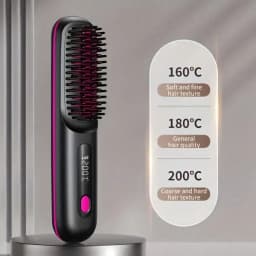 (Color Sent Randomly)Black / White Cordless Hair Straightener Brush, Rapid Heating In 60s, USB-C Charging, Lightweight & Anti-Scald, 3 Temp Settings For All Hair Types, Fast Heating & Type-C Port, Lightweight Straightener Brush For Women