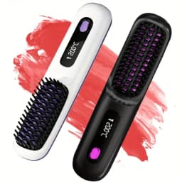 (Color Sent Randomly)Black / White Cordless Hair Straightener Brush, Rapid Heating In 60s, USB-C Charging, Lightweight & Anti-Scald, 3 Temp Settings For All Hair Types, Fast Heating & Type-C Port, Lightweight Straightener Brush For Women