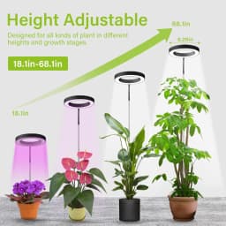 72 LEDs Full Spectrum Plant Grow Light 65 Inch Adjustable Height Automatic Timer with 3/9/12 Hours 10-Level Brightness 360 Degree Gooseneck for Indoor Plants Homes Offices