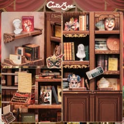 Original CUTEBEE 253pcs Book Drama Bookshop Nook Kit DIY Miniature House Dollhouse Kit for Adults and Teens Booknook Tiny House Bookshelf Decor 3D Wooden Puzzle Gifts for Family Friends Book Nook Kit DIY Miniature House Japanese Street Ramen Shop Booknook