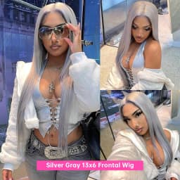 13x6 Silver Grey Wig Human Hair Lace Front Wig Bone Straight 30 40 Inches Transparent Lace Frontal Wig Pre Plucked Peruvian Silver Gray Lace Front Human Hair Wig Body Wave Ash Gray Colored Human Hair Wigs 200 220 Density Free Shipping
