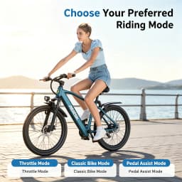 GT300‑24 Blue 24 Inch Adult Electric Bike 48V 23Ah Removable Lithium‑ion Battery Hydraulic Disc Brake Front Shock Absorber Smart LCD Display 3 Riding Modes City Commuter Mountain Ebike for Daily Travel Outdoor Recreation
