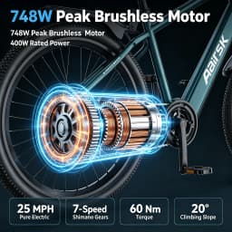 GT300‑24 Blue 24 Inch Adult Electric Bike 48V 23Ah Removable Lithium‑ion Battery Hydraulic Disc Brake Front Shock Absorber Smart LCD Display 3 Riding Modes City Commuter Mountain Ebike for Daily Travel Outdoor Recreation