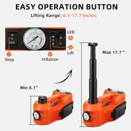 Tacleekii 5 Ton Electric Hydraulic Car Jack 11023 LBS Auto Lift Jack with Tire Inflator LED Light & Impact Wrench Portable Emergency Tool for Sedan SUV MPV Truck