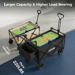 220LB Folding Utility Wagon Cart With Removable Canopy Tailgates Storage Pocket Push Pull Outdoor Beach Camping Garden Grocery Hauler