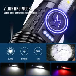 Rechargeable High Power Tactical LED Flashlight, Zoomable Adjustable Focus Long‑Range Strong Light Torch, IPX Waterproof Handheld Flash Lamp for Outdoor Camping Hiking Hunting Emergency Survival Use